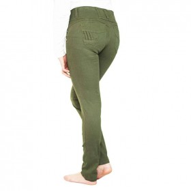 Pantalón Verde Militar Para Mujer Levantacola En Drill