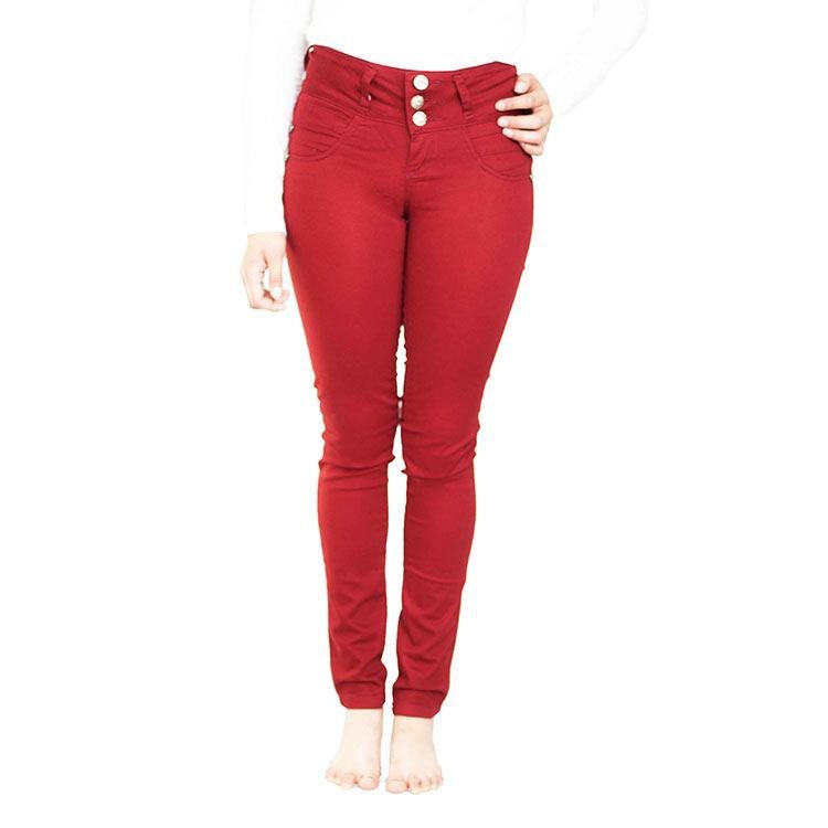 Pantalon Rojo Para Mujer Levantacola En Drill